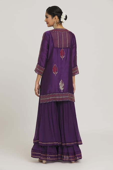 Sozenkari Bead Embroidered Kurta Sharara Set 