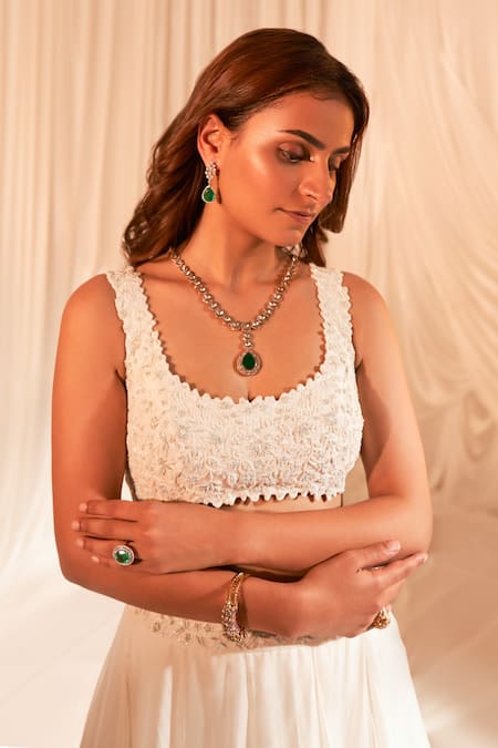 Buy Aakansha Gupta Ivory Silk, Organza, Net Pearls, Sequins, Crystals, Bridal Lehenga Set Online at Aza Fashions Buy_Aakansha Gupta_Ivory Silk, Organza, Net Pearls, Sequins, Crystals, Bridal Lehenga Set _Online_at_Aza_Fashions