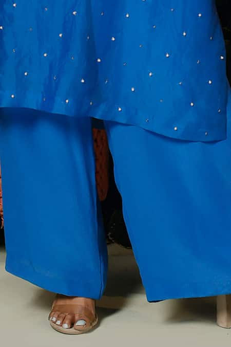 Buy Midushi Bajoria Blue Organza, Crepe, Brocade, Satin Sequins, Embellished Kurta And Pant Set Online at Aza Fashions Buy_Midushi Bajoria_Blue Organza, Crepe, Brocade, Satin Sequins, Embellished Kurta And Pant Set _Online_at_Aza_Fashions