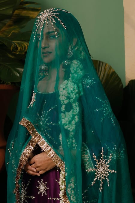 Shop_Midushi Bajoria_Purple Silk, Organza, Cotton Pearls, Cut Work, Hand Embellished Kurta Pant Set _Online_at_Aza_Fashions