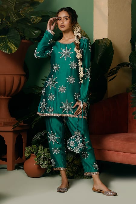 Midushi Bajoria Hand Embellished Short Kurta & Pant Set 