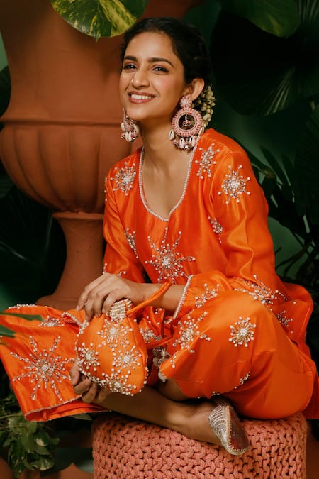 Midushi Bajoria Hand Work Short Kurta & Pant Set 