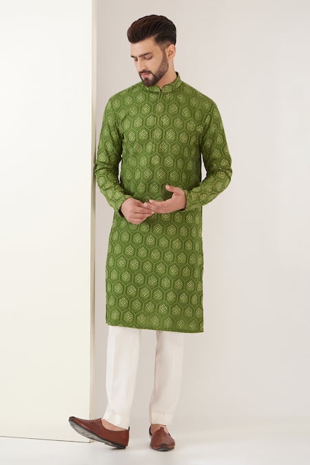 Kasbah Silk Sequin Embroidered Kurta 