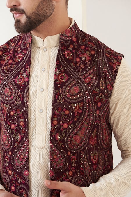 Kasbah Kashmiri Work Long Open Shrug | Multi Color, Kalamkari-kashmiri,  Georgette, Band Collar, Sleeveless | Aza fashion, Fashion, Types of sleeves