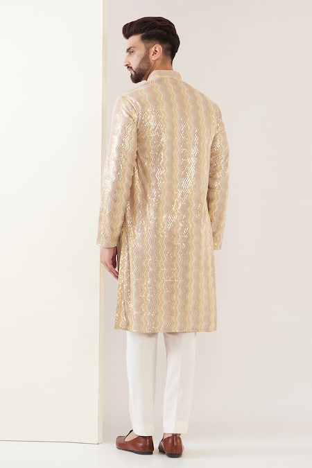 Buy_Kasbah_Multi Color Georgette Sequins Chevron Work Kurta _Online_at_Aza_Fashions