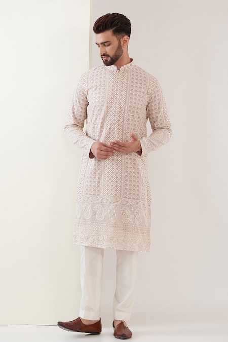 Kasbah Sequin Embroidered Lucknowi Kurta Set 