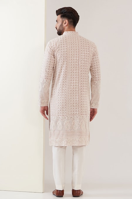 Kasbah Sequin Embroidered Lucknowi Kurta Set 