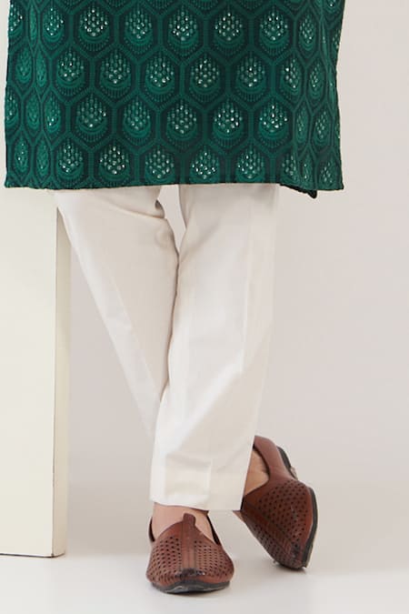 Shop Kasbah Green Silk, Cotton Embroidery Thread Kurta Set Online at Aza Fashions Shop_Kasbah_Green Silk, Cotton Embroidery Thread Kurta Set _Online_at_Aza_Fashions