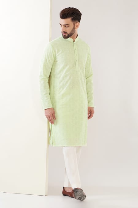 Kasbah Geometric Chikankari Kurta With Pant 