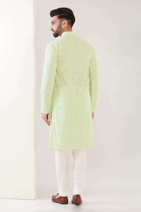 Kasbah Geometric Chikankari Kurta With Pant 