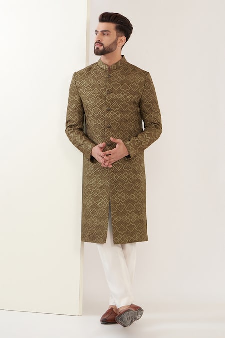 Kasbah Silk Thread Embroidered Sherwani Set 