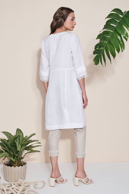 POZRUH Dove V Neck Tunic 