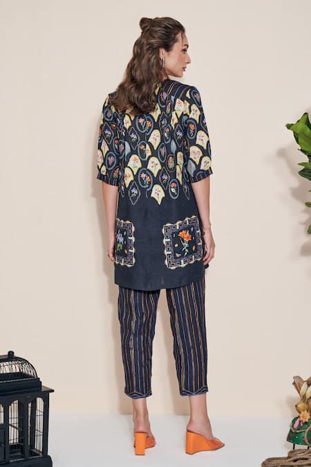 Pozruh By Aiman Magpie Hemp Printed Tunic 