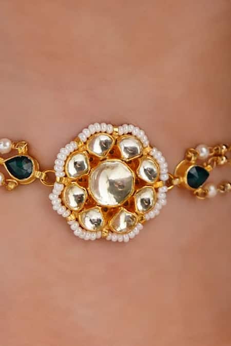 MAISARA JEWELRY Gold Plated Floral Embellished Choker Necklace Online at Aza Fashions MAISARA JEWELRY_Gold Plated Floral Embellished Choker Necklace _Online_at_Aza_Fashions