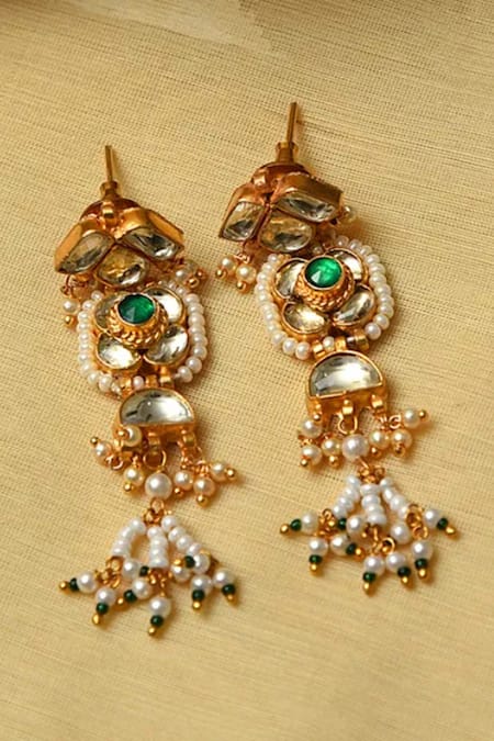 Maisara Jewelry_Green Pearls, Stones, Beads Choker Set _Online_at_Aza_Fashions