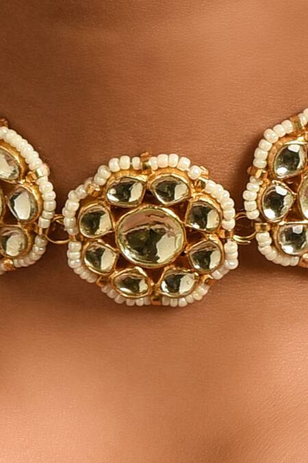 Buy_MAISARA JEWELRY_Gold Plated Stone Bead Pendant Choker_Online_at_Aza_Fashions