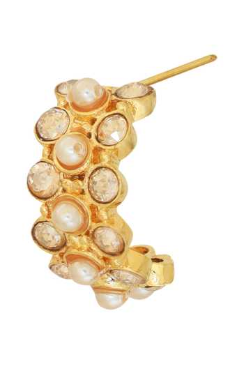 Buy Gold Plated Smocking, Crystals Sweet Magnolia Embellished Earrings ...