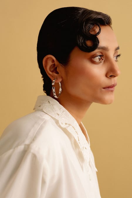 Esme by Aashna Dalmia Musky Cedar Swarovski Embellished Hoops 
