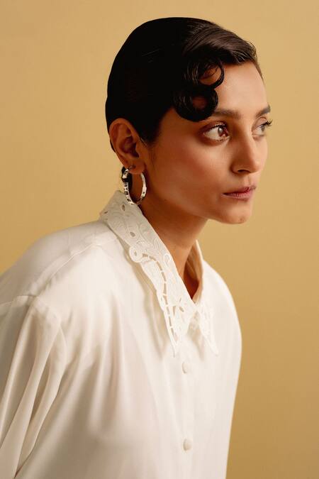 Buy_ESME_Black Smocking, Crystals Musky Cedar Swarovski Embellished Hoops _Online_at_Aza_Fashions