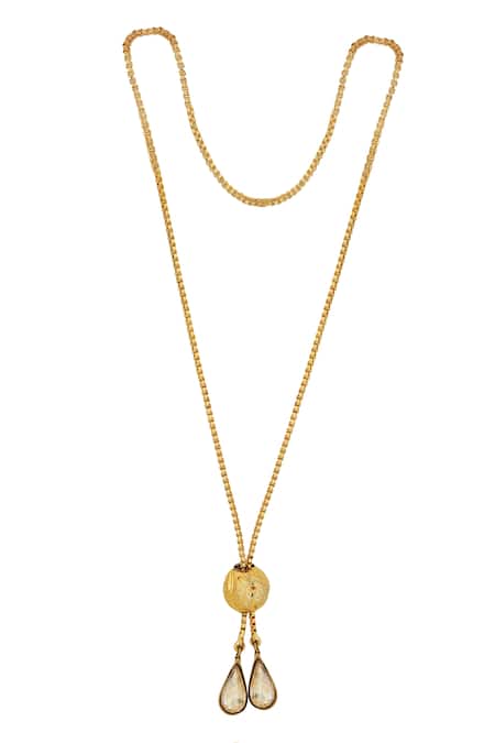 Shop Esme By Aashna Dalmia Gold Plated Swarovski Crystal Pendant Long Necklace at Aza Fashions Shop_Esme By Aashna Dalmia_Gold Plated Swarovski Crystal Pendant Long Necklace _at_Aza_Fashions