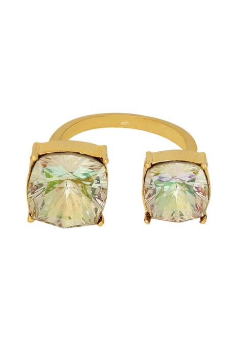 Esme By Aashna Dalmia_Gold Plated Smocking, Crystals Swarovski Ring _Online_at_Aza_Fashions