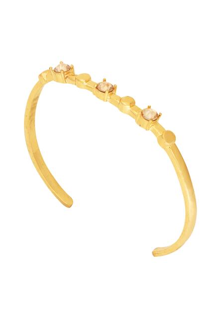 Buy_ESME_Gold Plated Crystals Swarovski Embellished Open Bracelet _Online_at_Aza_Fashions