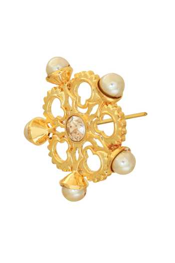 Buy Gold Plated Smocking, Pearls Honey Suckle Embellished Stud Earrings ...