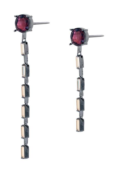 Buy_Esme By Aashna Dalmia_Purple Smocking Woody Lavender Embellished Dangler Earrings _Online_at_Aza_Fashions