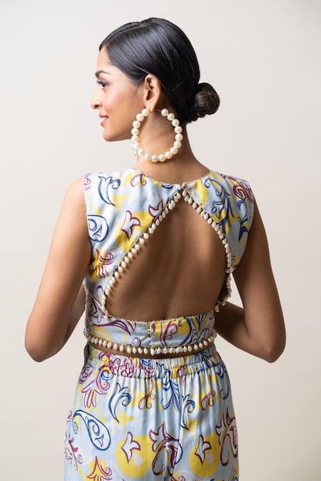 Sutrabysweta Paisley Print Blouse & Sharara Set 