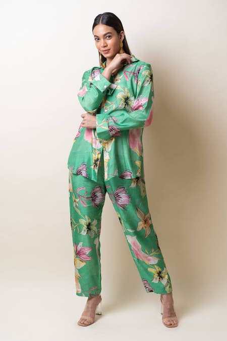 SutrabySweta Floral Print Shirt & Pant Set 