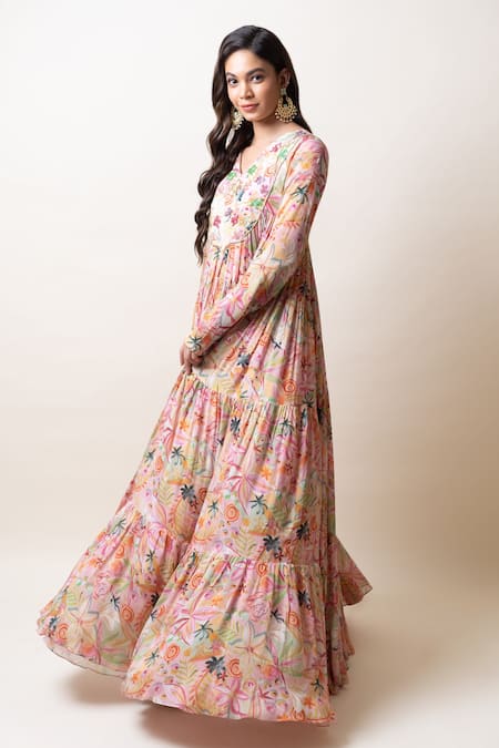 Sutrabysweta Floral Print Anarkali With Dupatta 