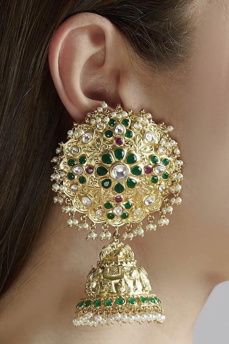 Moh-Maya by Disha Khatri Kundan Meenakari Jhumkas 