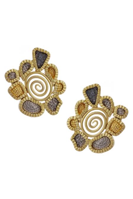 Mira By Radhika Jain Carved Earrings 