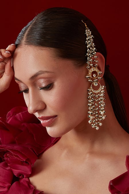 Paisley Pop Kundan & Pearl Embellished Danglers 