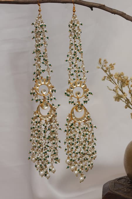 Paisley Pop Kundan & Pearl Embellished Danglers 