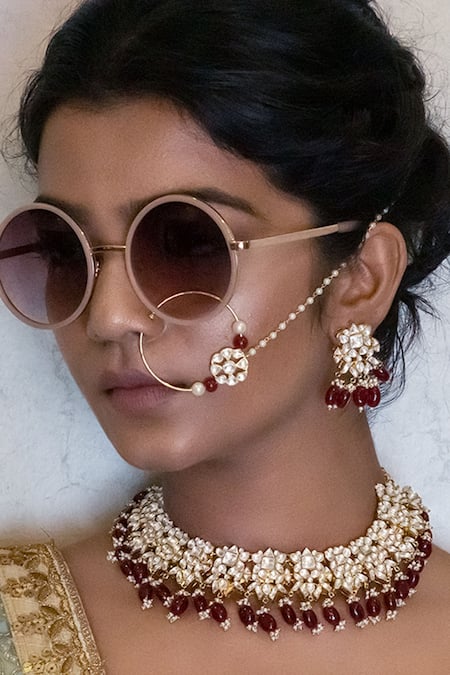 Nepra By Neha Goel Kundan Nose Ring 