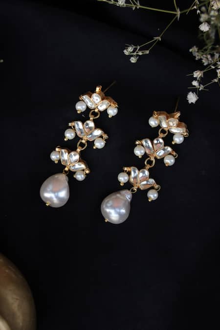 Paisley Pop Kundan Pearl Danglers & Drops 