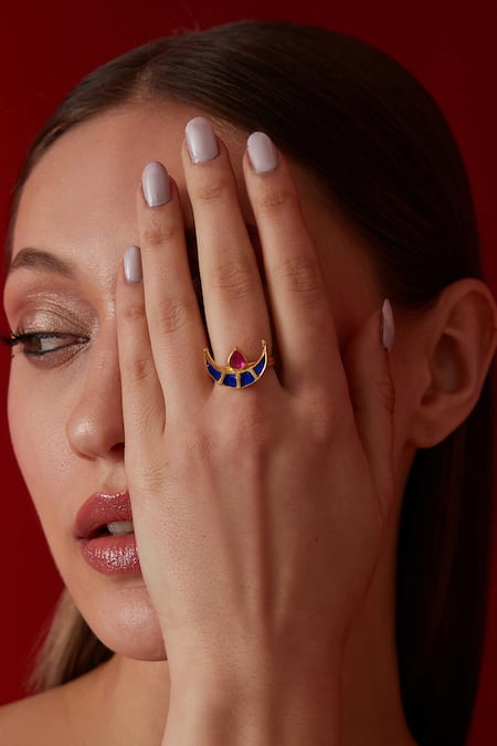 Paisley Pop Crescent Kundan Ring 