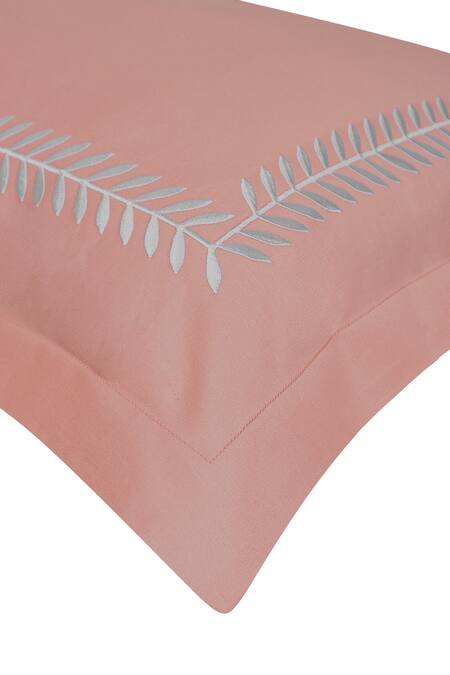 Veda Homes Peach 100% Cotton Spring Cord Embroidered Bed Sheet Set Online at Aza Fashions Veda Homes_Peach 100% Cotton Spring Cord Embroidered Bed Sheet Set_Online_at_Aza_Fashions