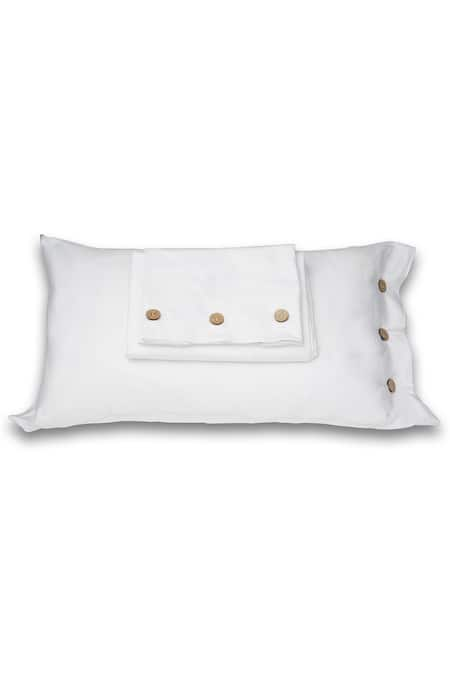 VEDA HOMES Button Detail Sateen Finish Bed Sheet Set 