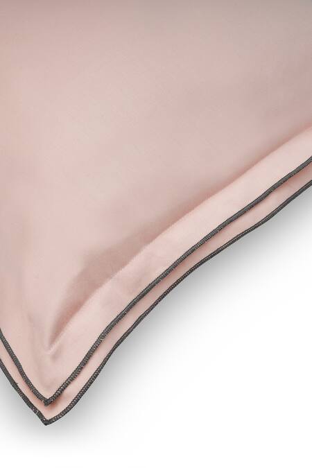 Shop Veda Homes Coral 100% Cotton Embroidery Waves Cord Bedsheet Set at Aza Fashions Shop_Veda Homes_Coral 100% Cotton Embroidery Waves Cord Bedsheet Set_at_Aza_Fashions