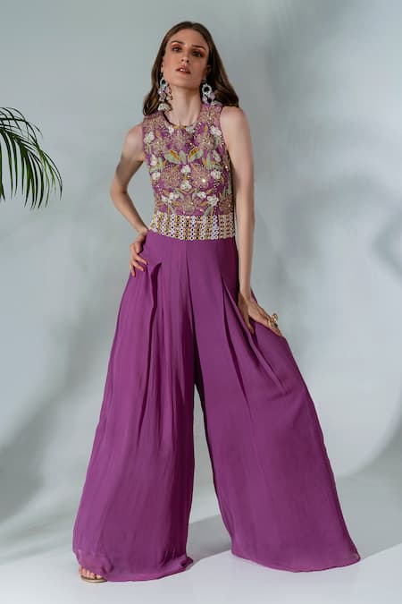 Neha Khullar Cutdana Embellished Bodice Jumpsuit 