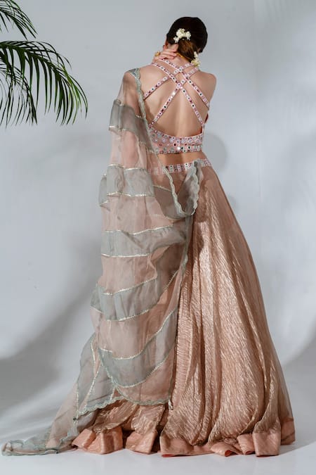 Neha Khullar Mirrorwork Embellished Blouse Lehenga Set 