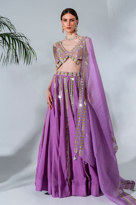 Neha Khullar Mirror Embellished Panelled Lehenga Set 