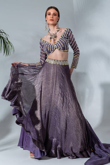 Floral Printed Lehenga Blouse With Shaded Dupatta – Tarun Tahiliani Official