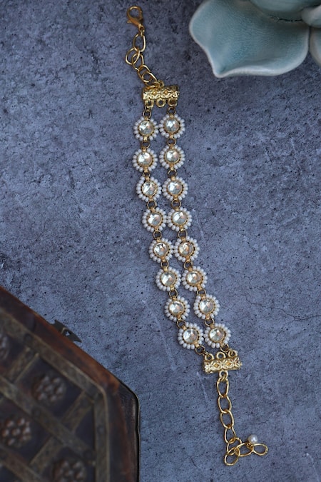 Paisley Pop Kundan Pearl Embellished Bracelet 