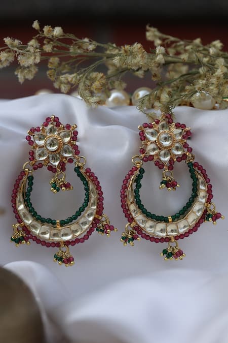 Jewar Mandi Earrings Kundan Ad Cz Multi-Gemstones Rajputi Jewelry For Women  & Girls 7874 : Amazon.in: Fashion