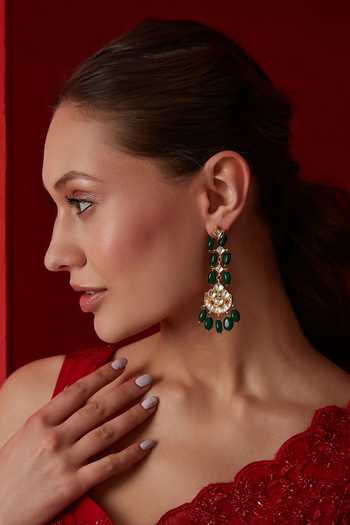 Paisley Pop Kundan Embellished Chandbali Earrings 