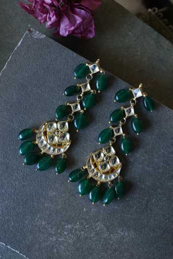 Paisley Pop Kundan Embellished Chandbali Earrings 