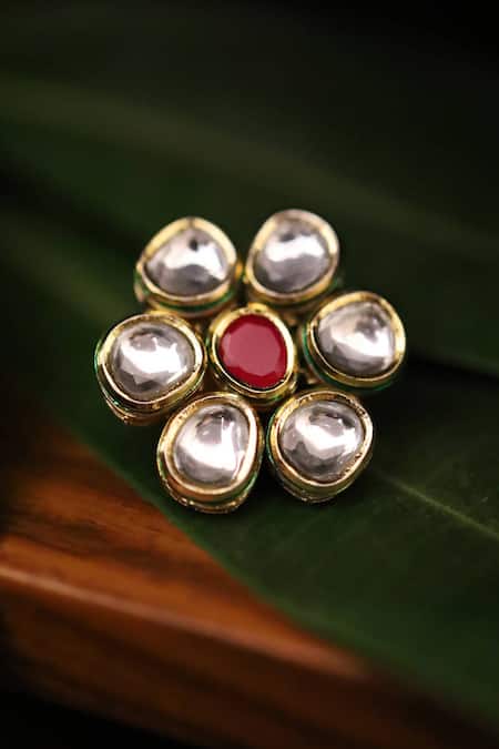 Paisley Pop Handcrafted Kundan Floral Ring 